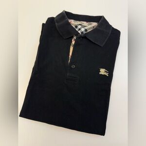 Burberry Black Polo with Iconic Check Accent
